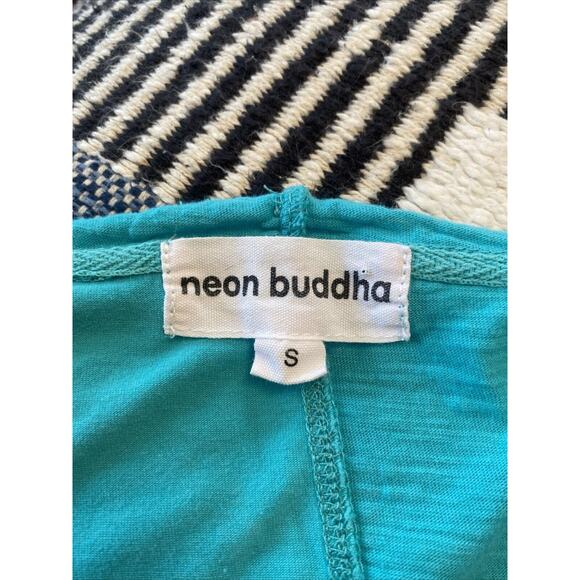 Neon Buddha S Tunic Top 3/4 Sleeve Embellished Button Turquoise Cotton Shirt - Picture 7 of 14